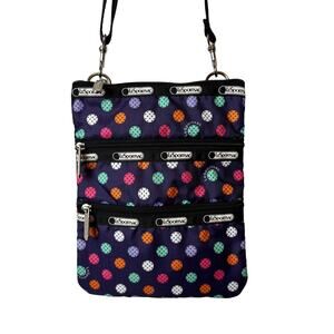 LeSportsac 3 Zip Crossbody Purple Multicolor Bag NWOT